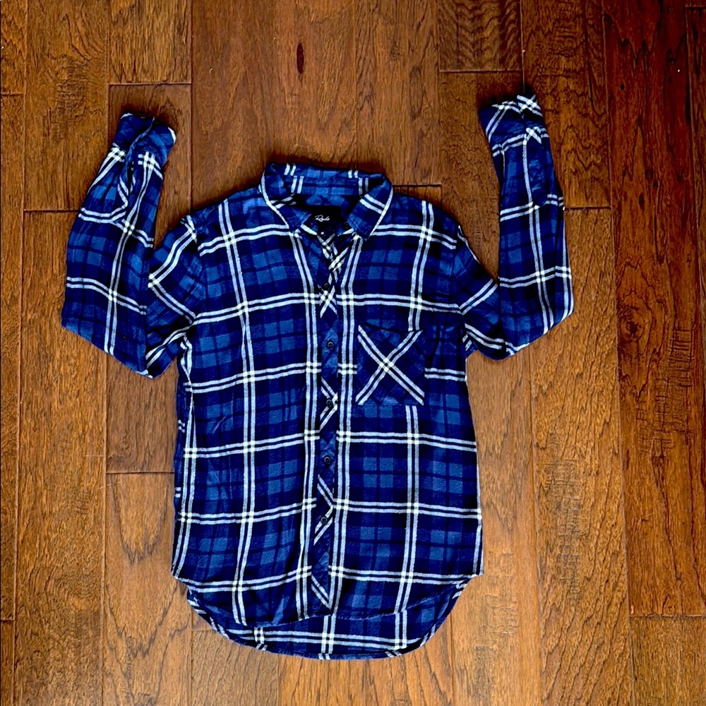 Rails Blue and White Plaid Button Down